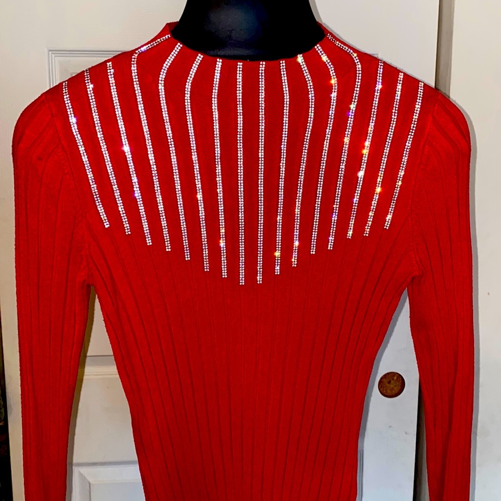 INC Embellished mock neck sweater